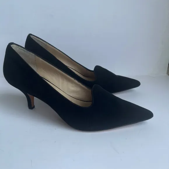 Elizabeth And James Black Suede Women's Pointed Toe Heels Cutout Shoes 8M