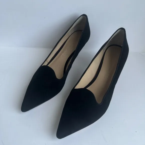 Elizabeth And James Black Suede Women's Pointed Toe Heels Cutout Shoes 8M