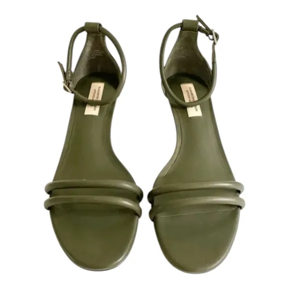 Elizabeth Damrich Antonio Melani Mama Ankle Strap Leather Green Kitten Heels 7.5