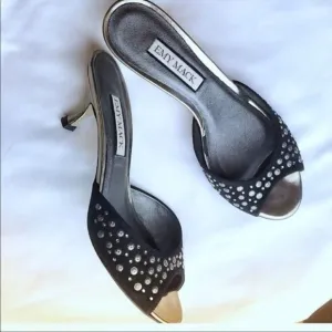 EMY MACK BLACK SUEDE STUDDED MULES. NEW
