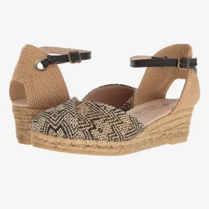 Eric Michael Copa Espadrille Wedge Style Low Heel with Twill Upper Size 7.5