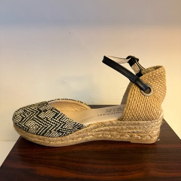Eric Michael Copa Espadrille Wedge Style Low Heel with Twill Upper Size 7.5