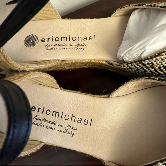 Eric Michael Copa Espadrille Wedge Style Low Heel with Twill Upper Size 7.5