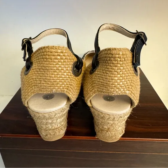 Eric Michael Copa Espadrille Wedge Style Low Heel with Twill Upper Size 7.5