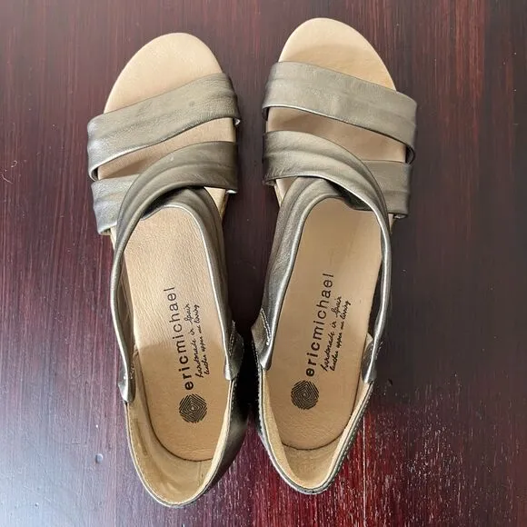 Eric Michael Womens Netty Sandal Metallic Jute Sz 40 (9-9.5)