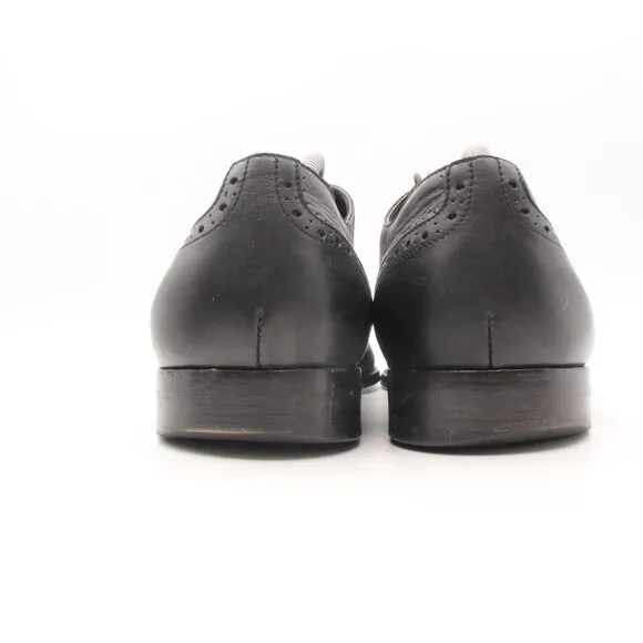 Ermenegildo Zegna Men's US 11 Dress Shoes Black Leather Cap-Toe Lace-Up Oxfords