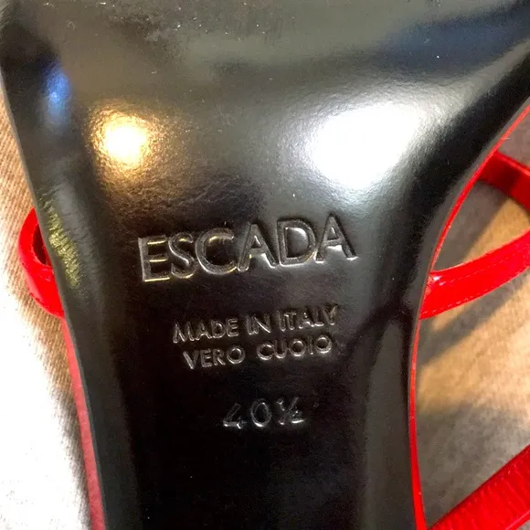 Escada Red Patent  Leather strappy heels size 40.5