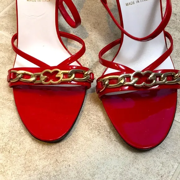 Escada Red Patent  Leather strappy heels size 40.5