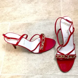 Escada Red Patent  Leather strappy heels size 40.5