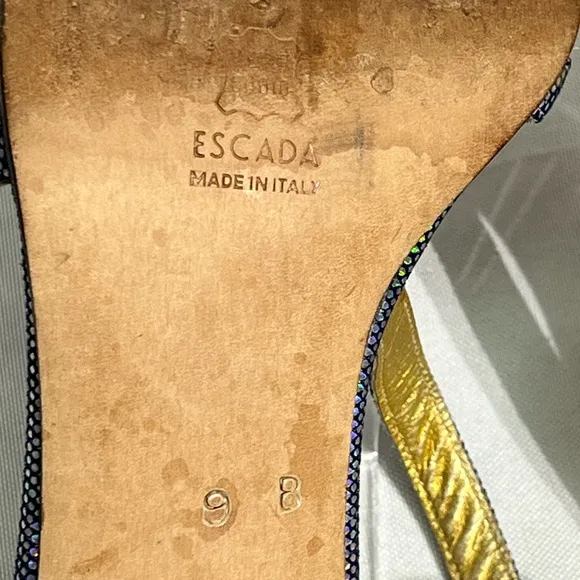 ESCADA Vintage Metallic Rainbow Strappy Heels - size 9B
