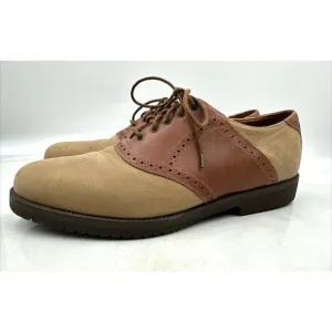 ET Wright Mens Italian Tan Black Leather Dress Oxfords Lace Up Shoes Size 9.5