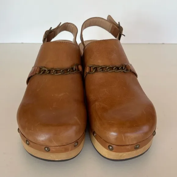 EUC Anthropologie x Silent D Georgia Slingback Leather Heeled Clogs, sz 38 / 7.5
