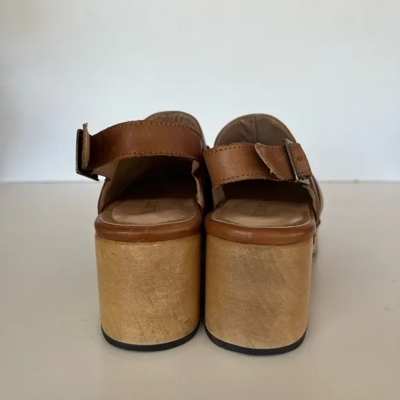 EUC Anthropologie x Silent D Georgia Slingback Leather Heeled Clogs, sz 38 / 7.5