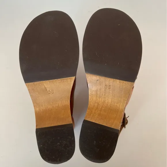 EUC Anthropologie x Silent D Georgia Slingback Leather Heeled Clogs, sz 38 / 7.5
