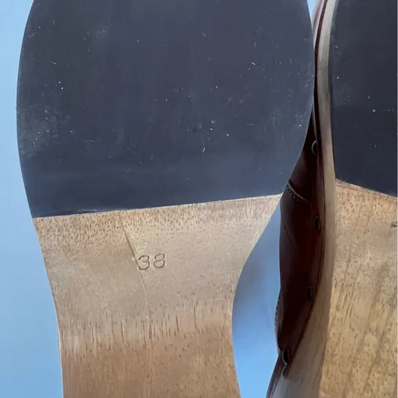 EUC Anthropologie x Silent D Georgia Slingback Leather Heeled Clogs, sz 38 / 7.5