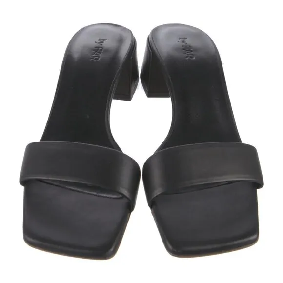 EUC By Far Leather Slides Black Size 41 EU!