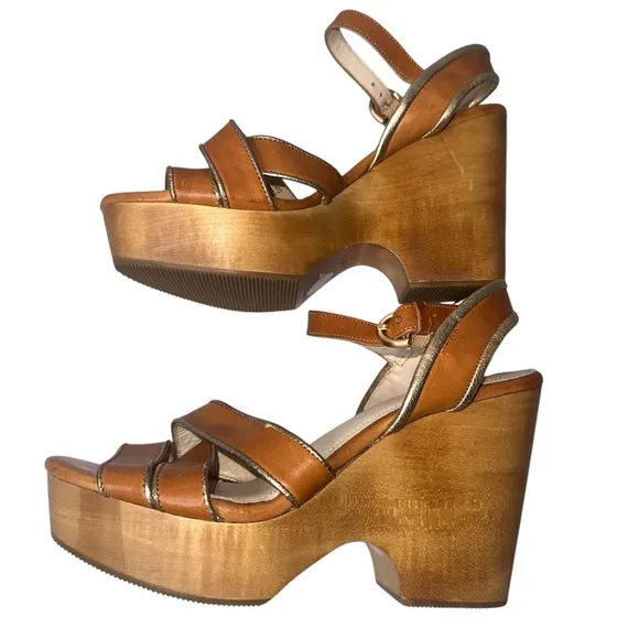 |EUC| COACH Nikkie Strappy Wood Block Heels