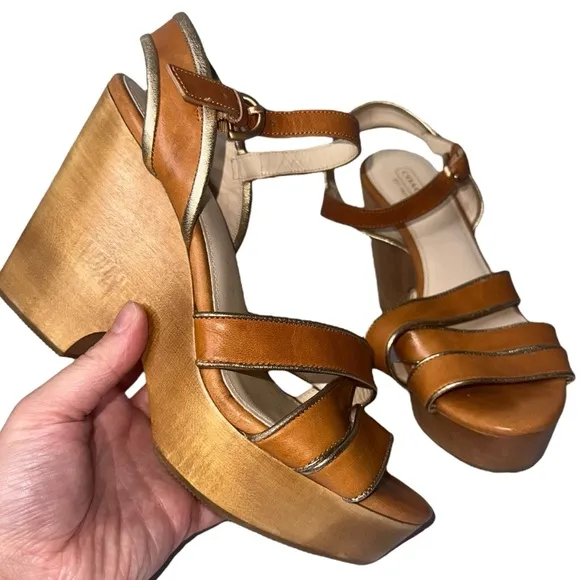 |EUC| COACH Nikkie Strappy Wood Block Heels