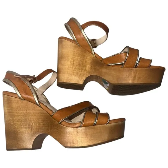 |EUC| COACH Nikkie Strappy Wood Block Heels