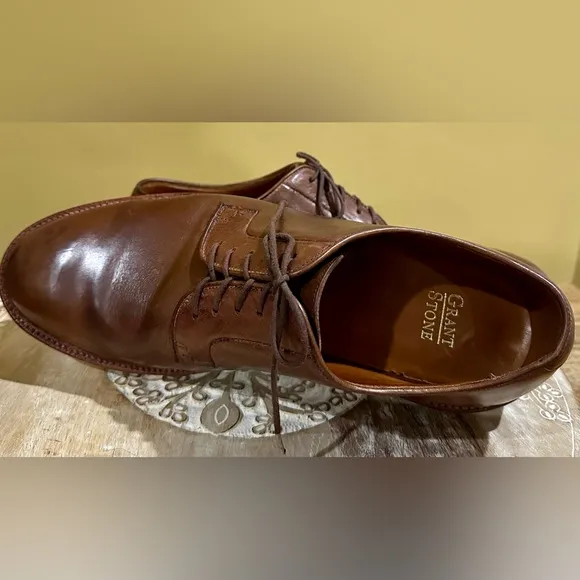 EUC Grant Stone Plain Toe Brogue Oxford in Brown Handcrafted. Size 13
