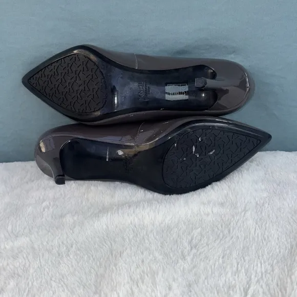 EUC Karl Lagerfeld Gray Stiletto Heels Classic Pointed Toe Size 9.5