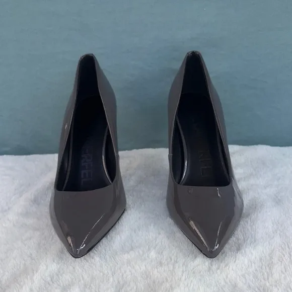 EUC Karl Lagerfeld Gray Stiletto Heels Classic Pointed Toe Size 9.5