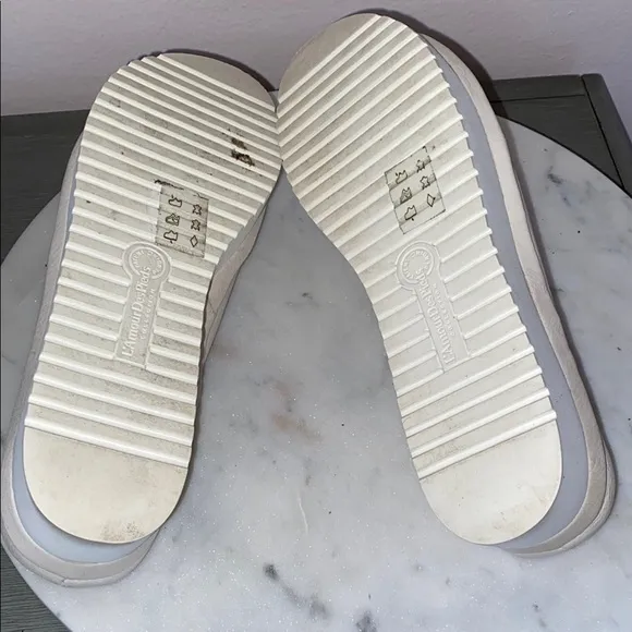 EUC L’AMOUR DES PIEDS Cream Genuine Leather Platform Mules Slip-Ons Peep Toe