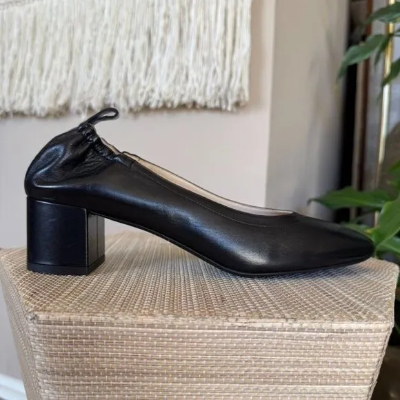 Everlane Black Leather The Day Shoes; Slip On Block Heel Pumps Size 11