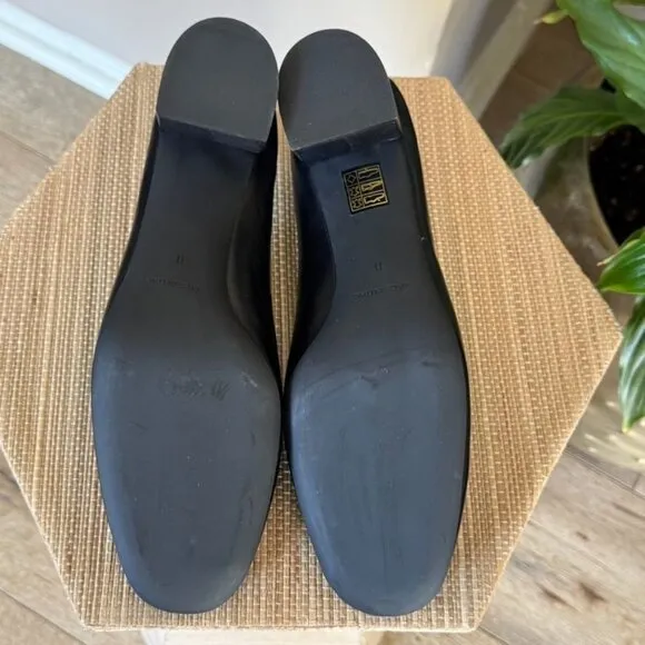 Everlane Black Leather The Day Shoes; Slip On Block Heel Pumps Size 11