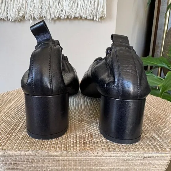 Everlane Black Leather The Day Shoes; Slip On Block Heel Pumps Size 11