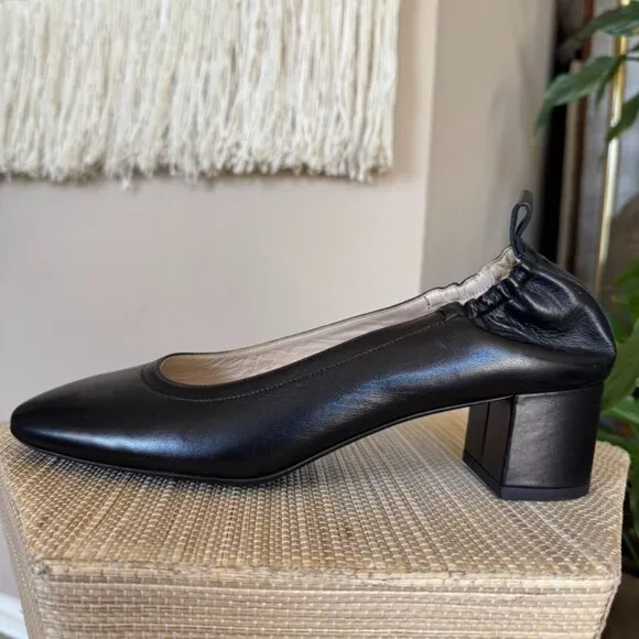 Everlane Black Leather The Day Shoes; Slip On Block Heel Pumps Size 11
