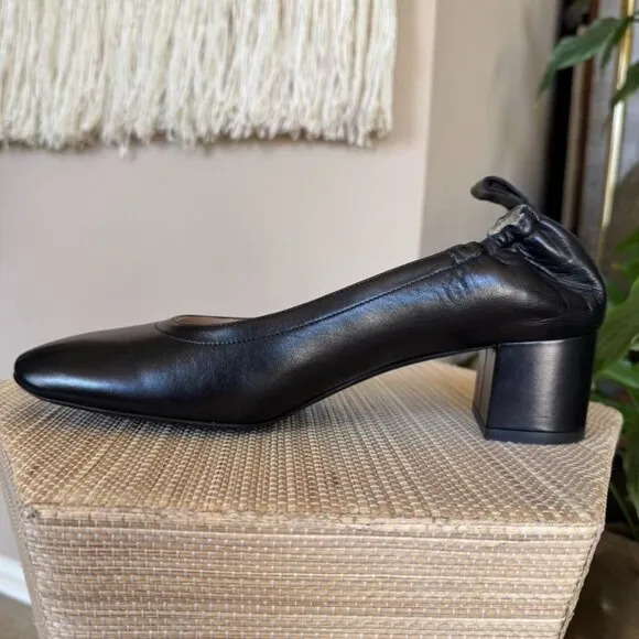 Everlane Black Leather The Day Shoes; Slip On Block Heel Pumps Size 11