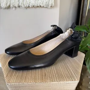 Everlane Black Leather The Day Shoes; Slip On Block Heel Pumps Size 11