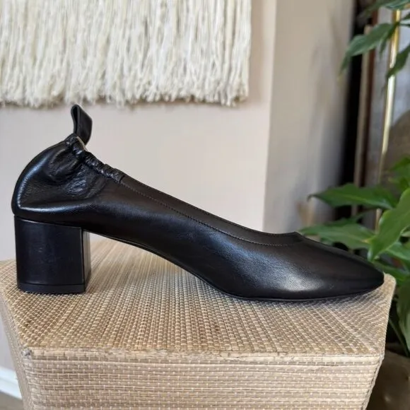 Everlane Black Leather The Day Shoes; Slip On Block Heel Pumps Size 11