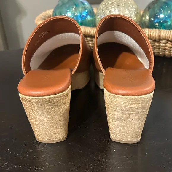 Everlane Brown Leather Wooden heel Clogs Size 8.5