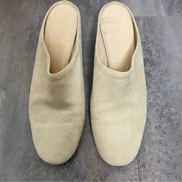 Everlane Day Heel Suede Mules Bone 5.5