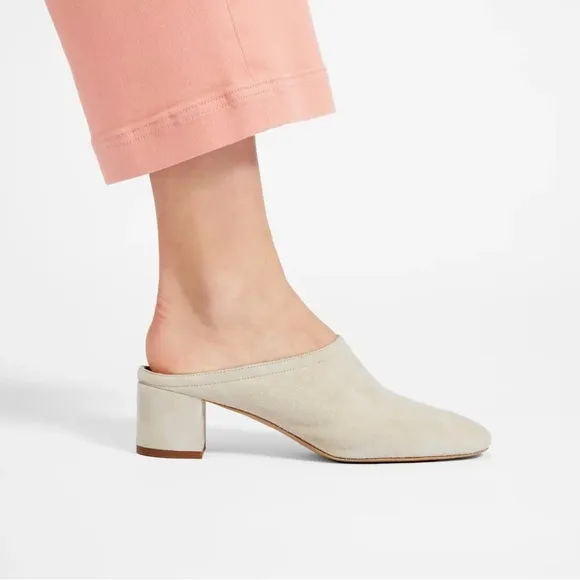 Everlane Day Heel Suede Mules Bone 5.5