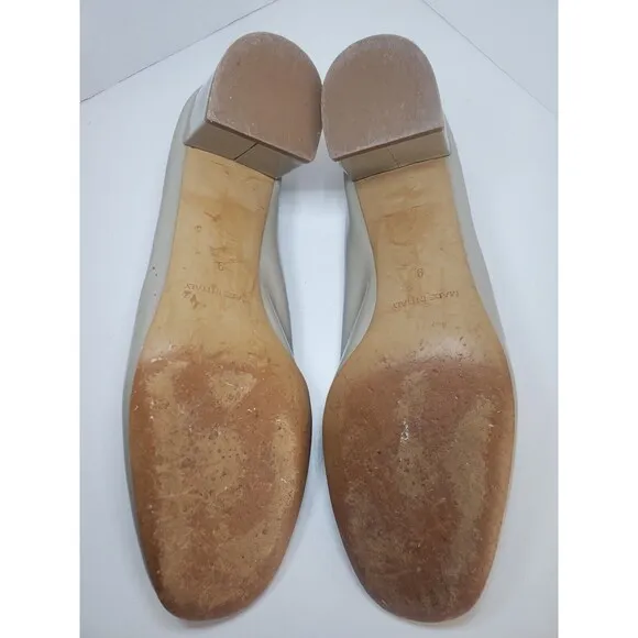 EVERLANE The Day Heel Light Taupe Patent Leather Low Heeled Ballet Pump Size 9