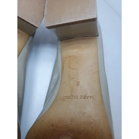EVERLANE The Day Heel Light Taupe Patent Leather Low Heeled Ballet Pump Size 9
