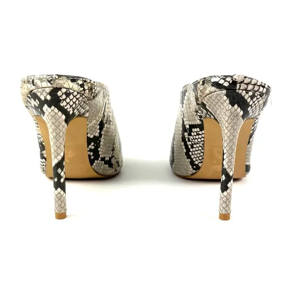 Express Snakeskin Print Pointed Toe High Heel Mules