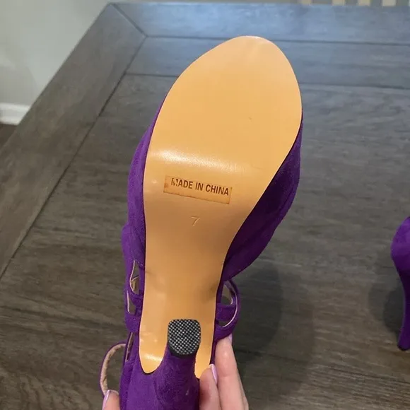 F5J Bright Purple Platform Strappy Heels | Size 7