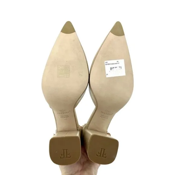 Farrutx Heels Nappa Leather Pumps Pointed Toe Beige Natural SZ 40 IT 39 US NIB
