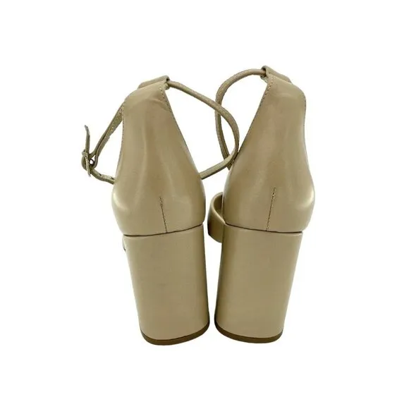 Farrutx Heels Nappa Leather Pumps Pointed Toe Beige Natural SZ 40 IT 39 US NIB