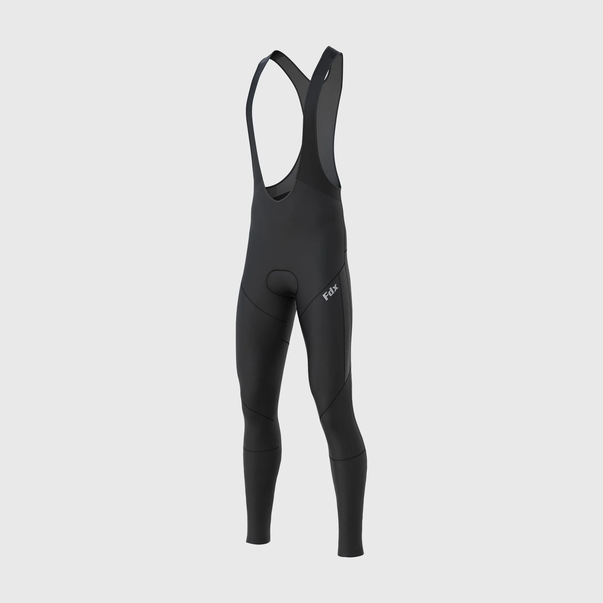 Fdx Men's & Boy's Set Arch Thermal Roubaix Long Sleeve Cycling Jersey & Cargo Bib Tights - Black