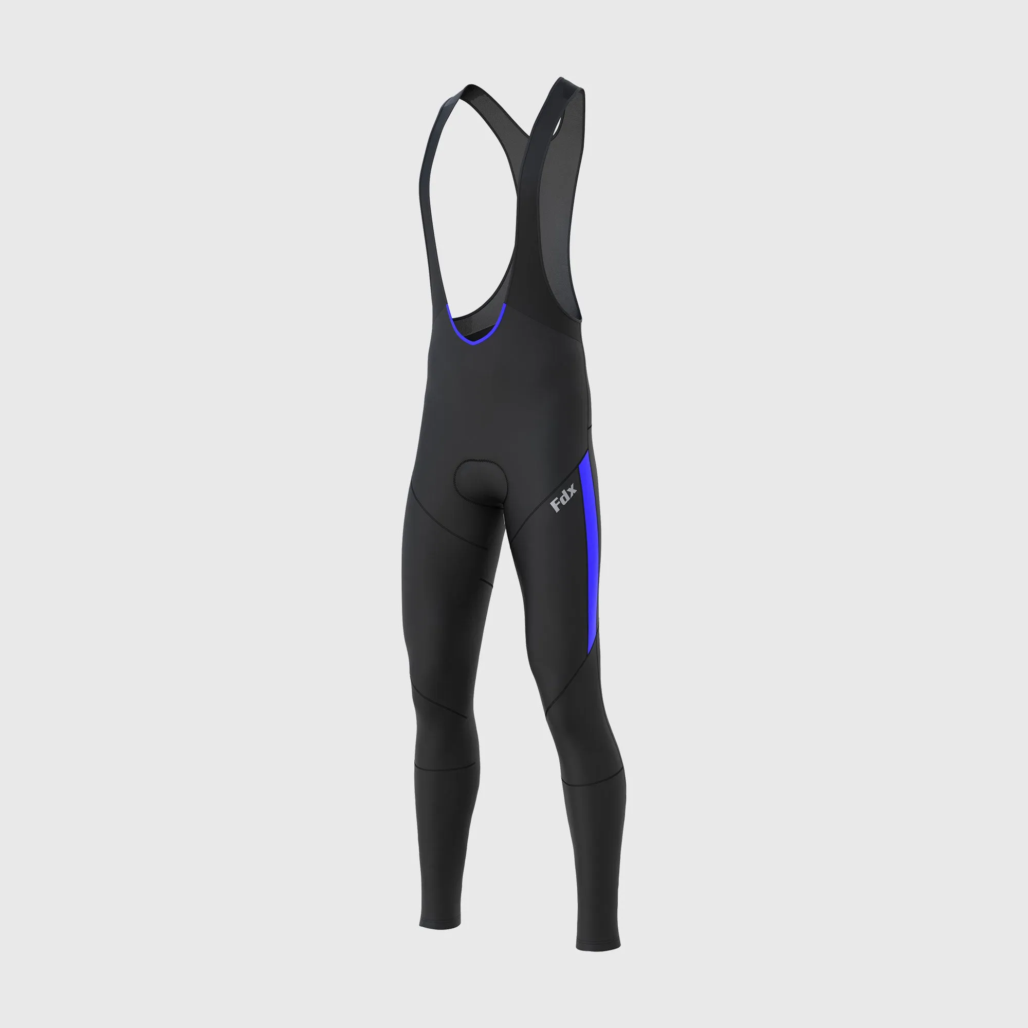Fdx Men's & Boy's Set Arch Thermal Roubaix Long Sleeve Cycling Jersey & Cargo Bib Tights - Blue
