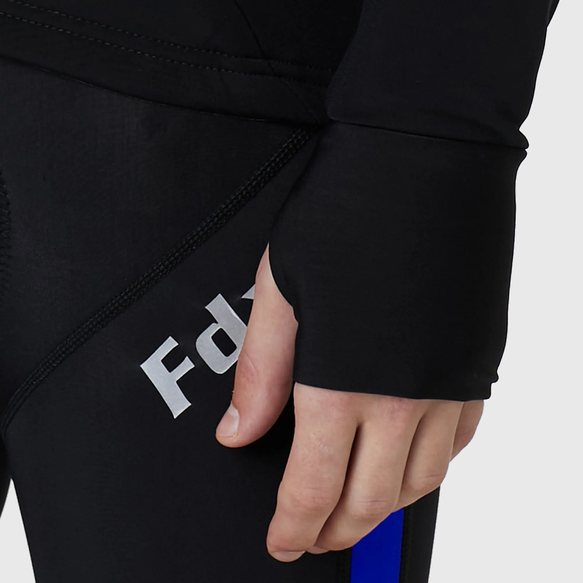 Fdx Men's & Boy's Set Arch Thermal Roubaix Long Sleeve Cycling Jersey & Cargo Bib Tights - Blue