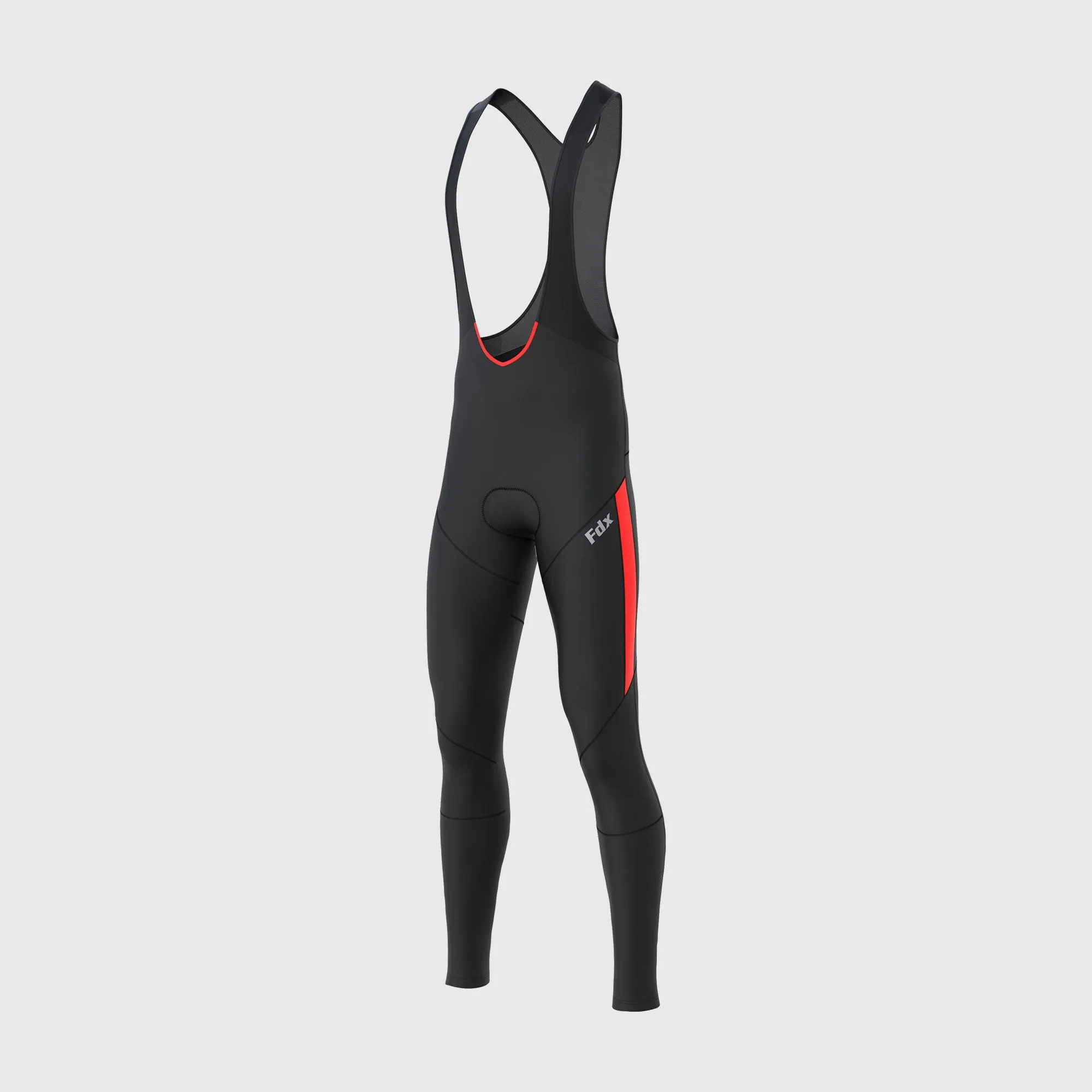 Fdx Men's & Boy's Set Arch Thermal Roubaix Long Sleeve Cycling Jersey & Cargo Bib Tights - Red