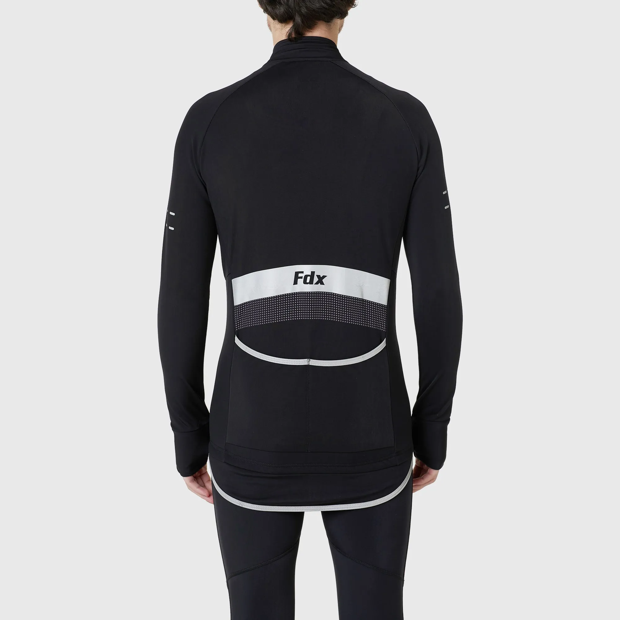 Fdx Men's & Boy's Set Arch Thermal Roubaix Long Sleeve Cycling Jersey & Cargo Bib Tights - Red