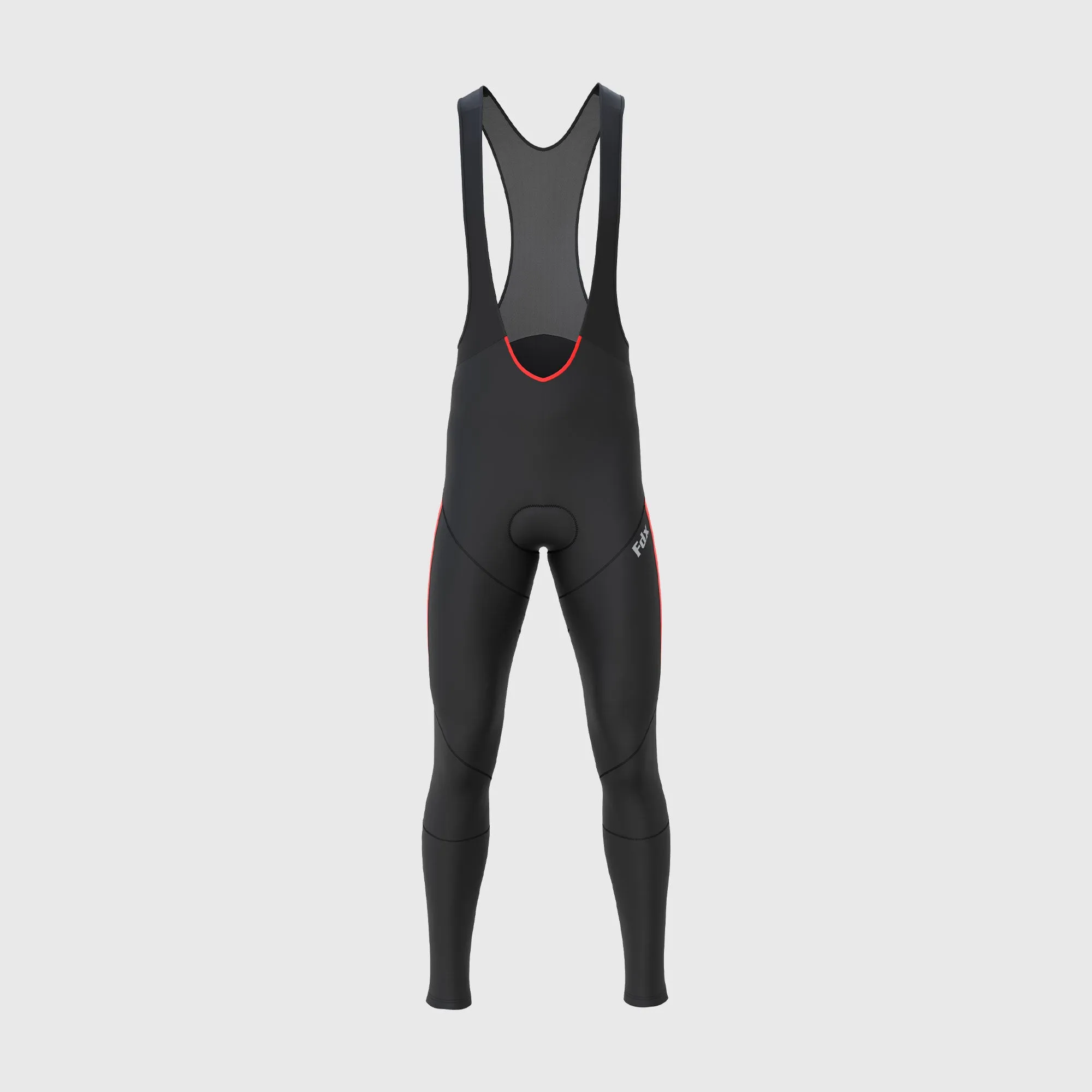 Fdx Men's & Boy's Set Arch Thermal Roubaix Long Sleeve Cycling Jersey & Cargo Bib Tights - Red