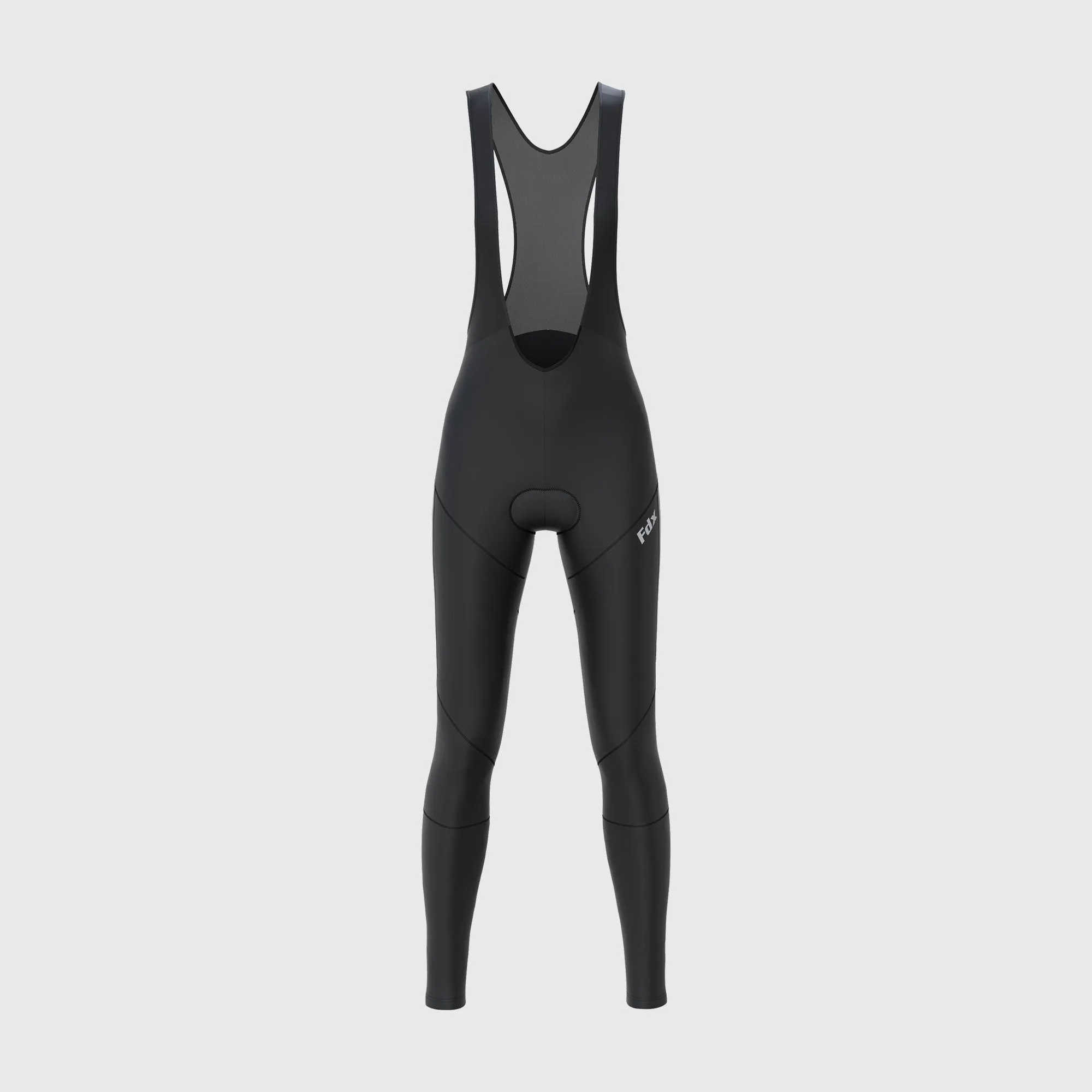 Fdx Women's & Girl's Set Arch Thermal Roubaix Long Sleeve Cycling Jersey & Cargo Bib Tights - Black